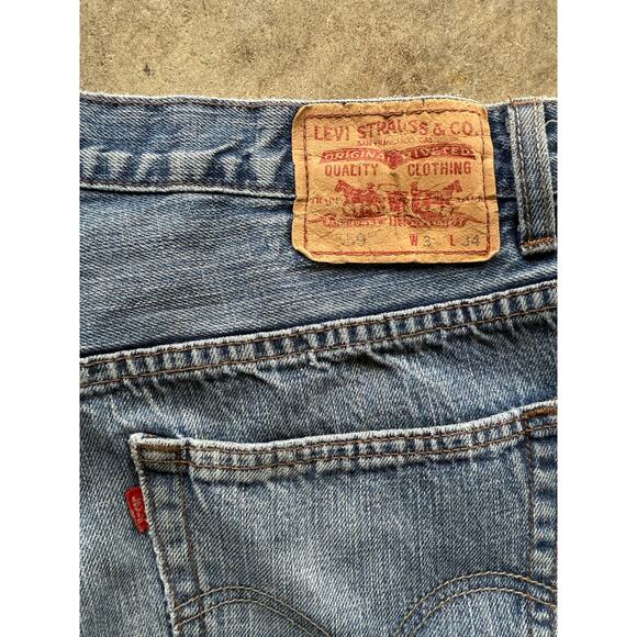 2008 Levis 559 Flannel Lined Straight Leg Relaxed Jeans Size 32x31 Distressed - Picture 5 of 9